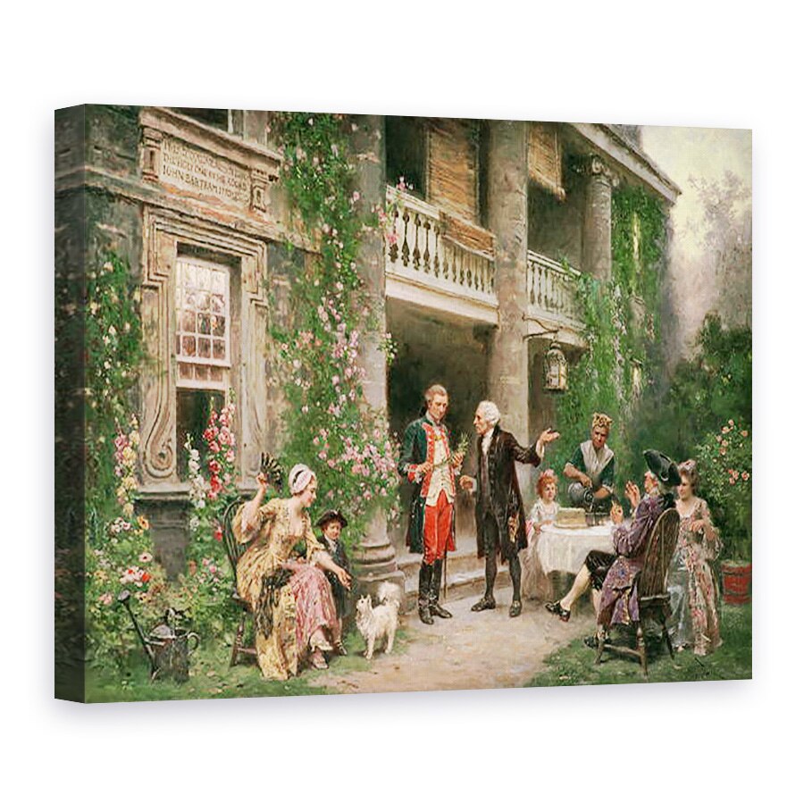 Tablou canvas - Jean Leon Gerome Ferris - George Washington viziteaza Gradina Bartrams in 1787, 60 x 80 cm