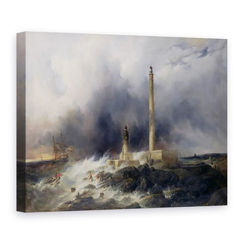 Tablou canvas - Jean Louis Petit - Vedere la Farul de la Gatteville, 60 x 80 cm Tablou canvas - Jean Louis Petit - Vedere la Farul de la Gatteville, 60 x 80 cm
