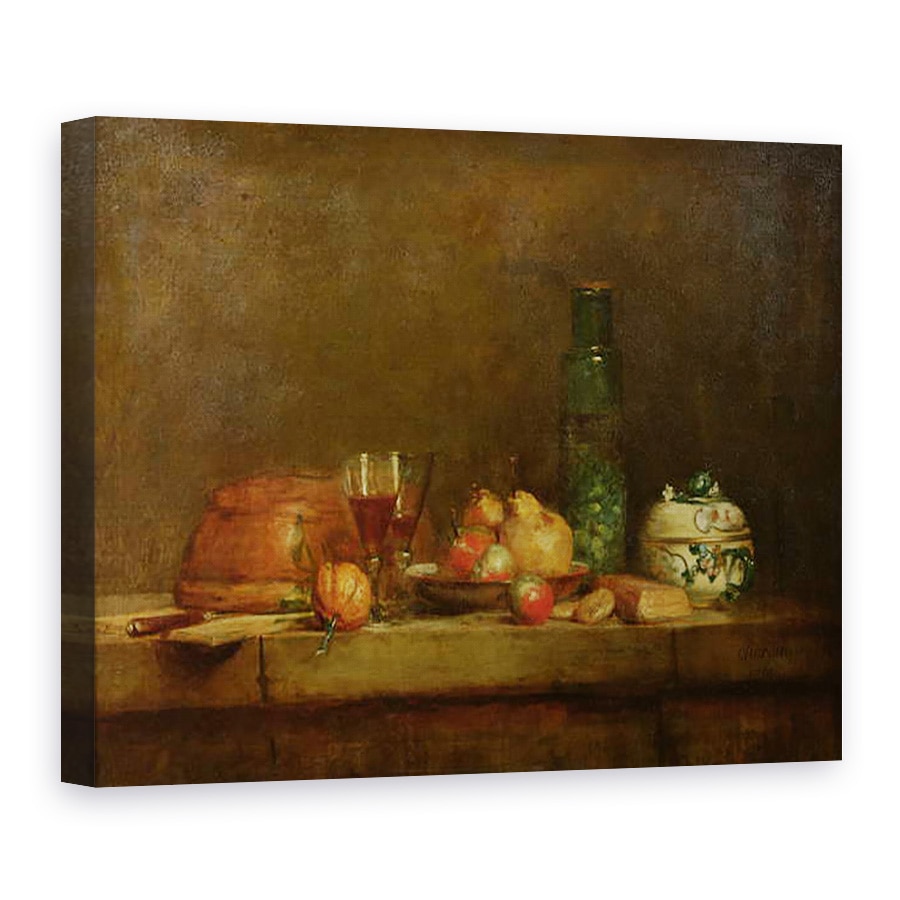 Tablou canvas - Jean-Baptiste Simeon Chardin - Natura moarta cu o sticla de masline, 50 x 70 cm