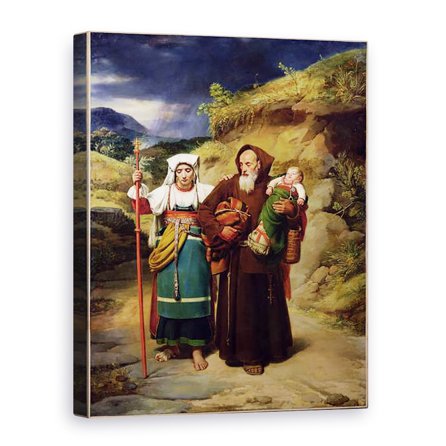 Tablou canvas - Jean Victor Schnetz - Un calugar care ajuta un pelerin, 75 x 100 cm