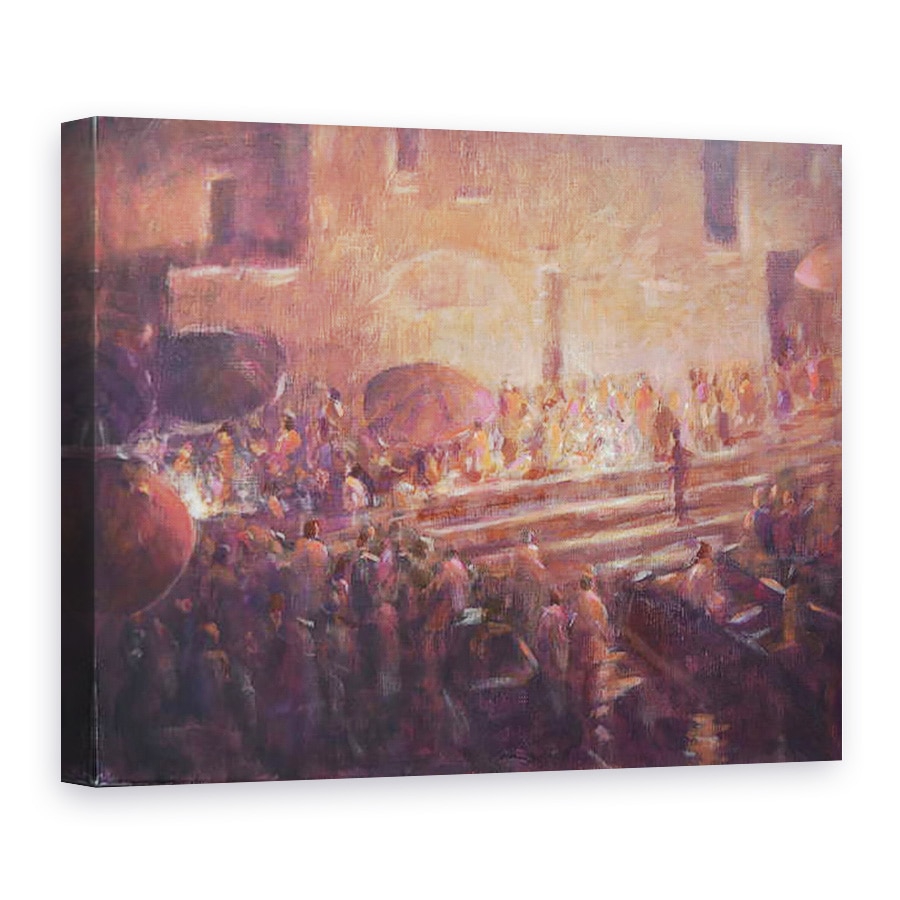 Tablou canvas - Lincoln Seligman - Varanasi pasi pe timp de noapte, 60 x 80 cm