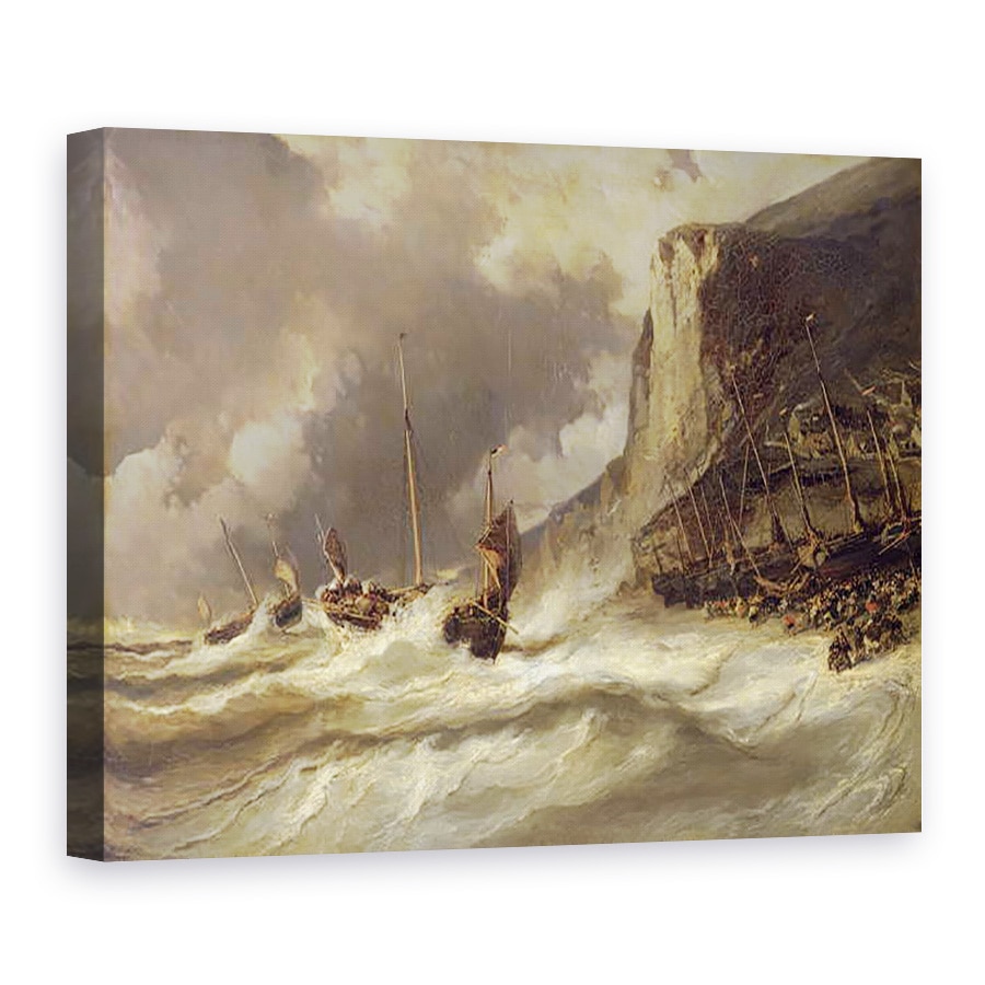 Tablou canvas - Louis Eugene Gabriel Isabey - Furtuna pe coasta la Etretat, Normandia, 60 x 80 cm