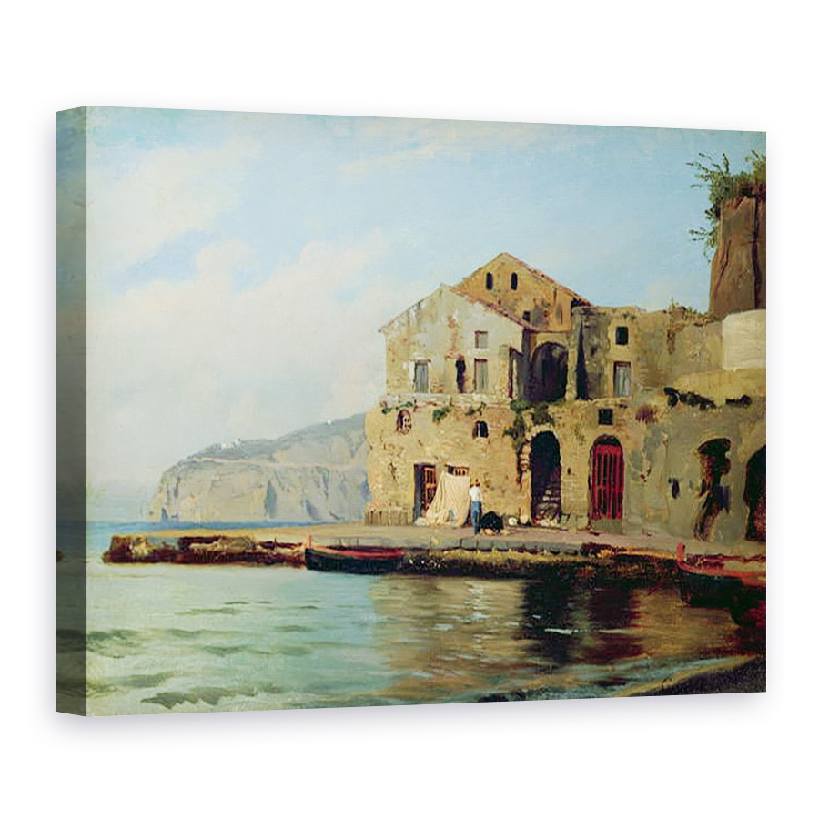 Tablou canvas - Louis Gurlitt - Casa pe plaja la Sorrento, 60 x 80 cm