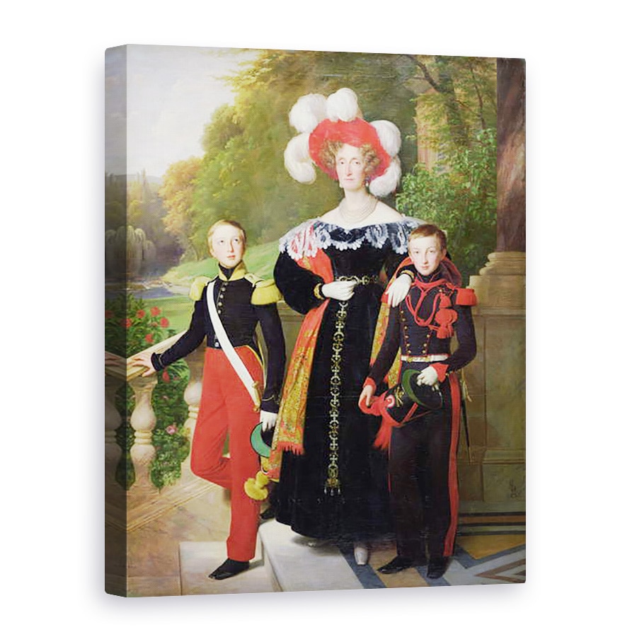 Tablou canvas - Louis Hersent - Marie Amelie de Bourbon-Sicile 1782-1866 si fiii ei, Henri de Orleans 1822-97 Duce de Aumale si Antoine 1824-90 Duce de Montpensier, 60 x 80 cm