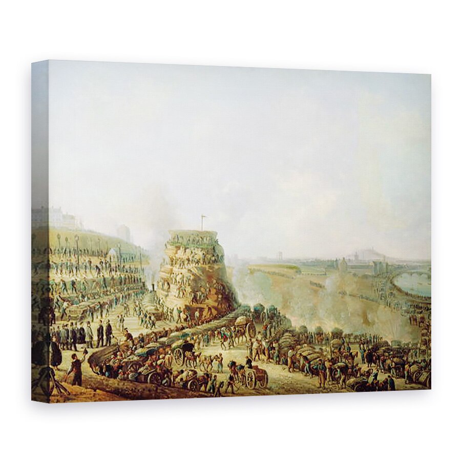 Tablou canvas - Louis Moullin - imparatul Napoleon al III-lea 1808-73 si imparateasa Eugenie 1829-1920 viziteaza dealul Chaillot, 60 x 80 cm