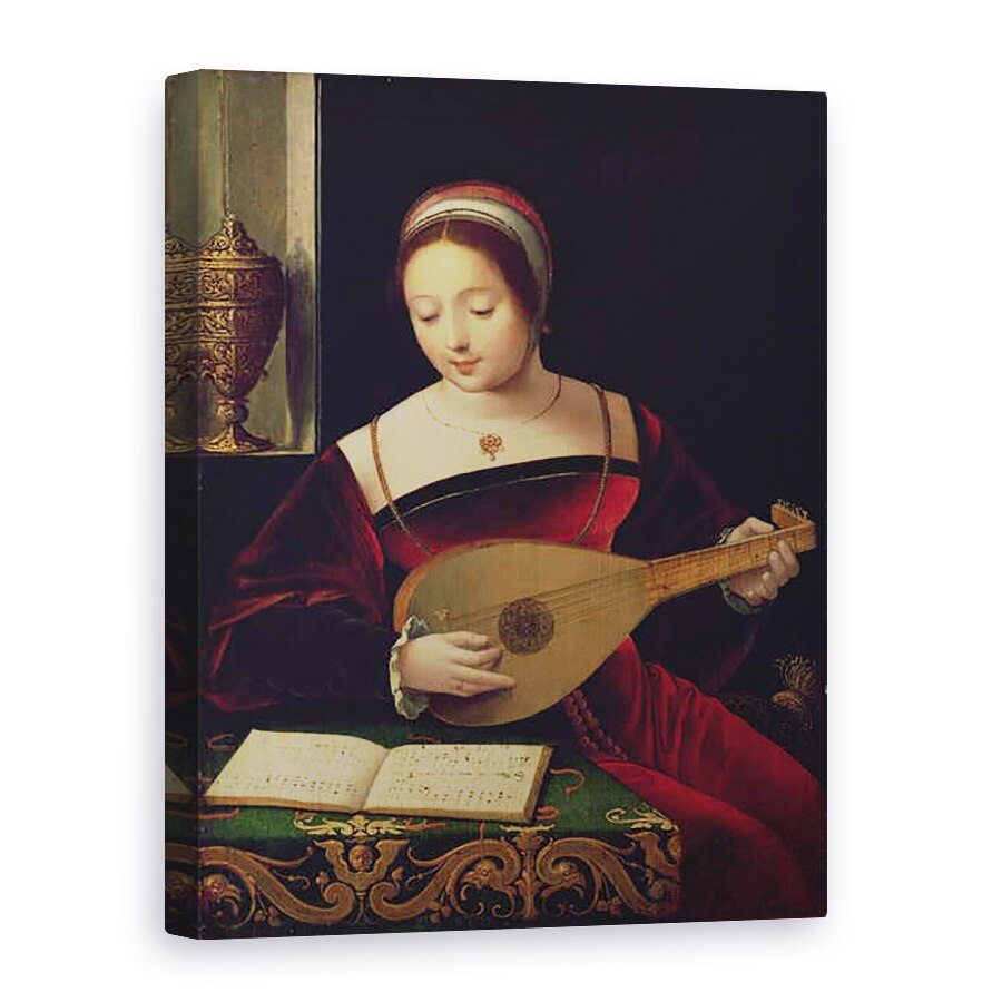 Tablou canvas - Master of the Female Half Lengths - Maria Magdalena canta la lauta, 75 x 100 cm