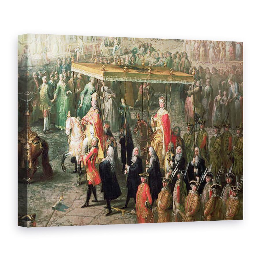 Tablou canvas - Martin II Mytens - Procesiunea de incoronare a lui Iosif al II-lea 1741-90 imparat al Germaniei, in Romerberg, 50 x 70 cm