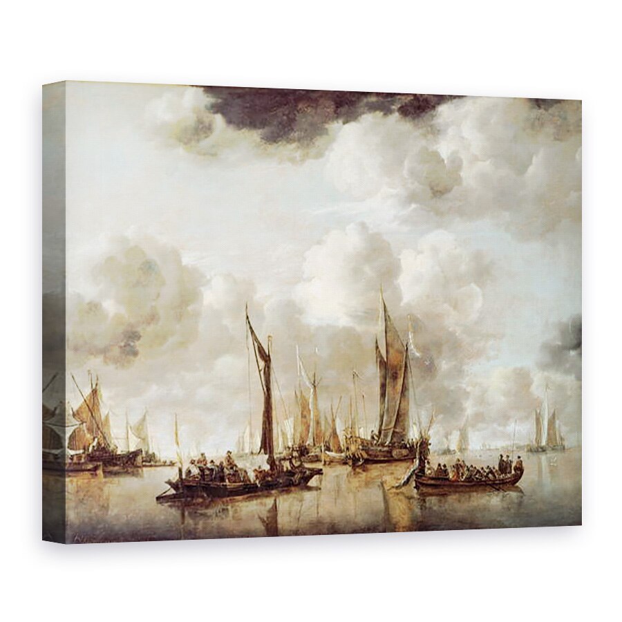 Tablou canvas - Jan van de Capelle - Un iaht olandez de ardere un salut ca o barja trage departe, 75 x 100 cm