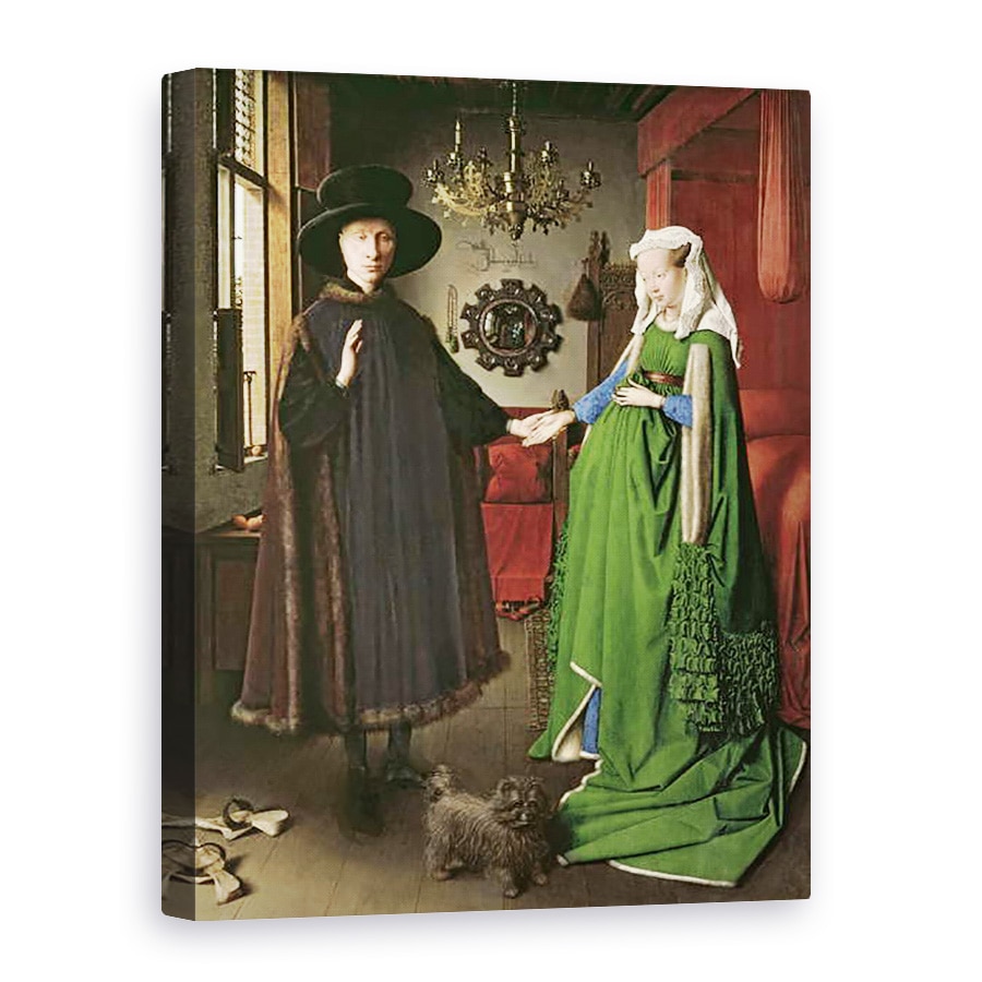 Tablou canvas - Jan van Eyck - Portretul lui Giovanni ? Arnolfini si sotia sa Giovanna Cenami ? Casatoria Arnolfini 1434, 75 x 100 cm
