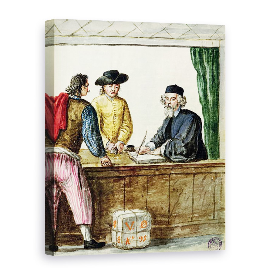 Tablou canvas - Jan van Grevenbroeck - Un negustor evreu cu doi clienti, 50 x 70 cm