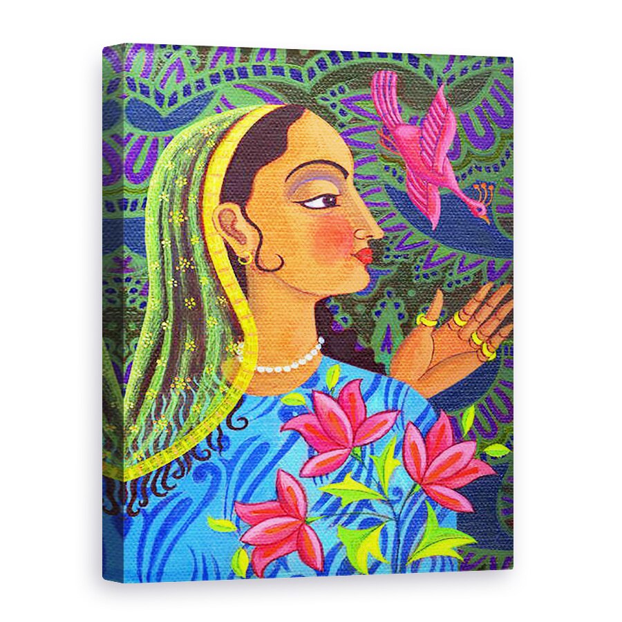 Tablou canvas - Jane Tattersfield - Maharani cu pasare magenta, 2011, 60 x 80 cm