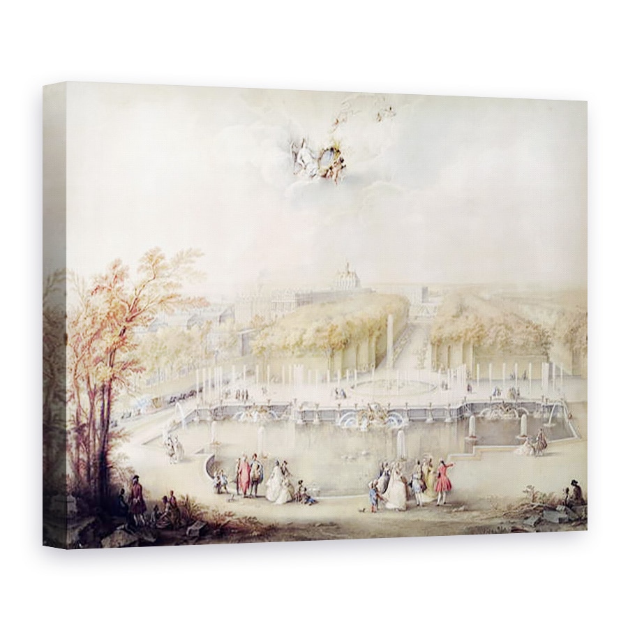 Tablou canvas - Jacqes Andre Portail - Vedere la Gradini si Castelul Versailles din Fantana Neptun, 75 x 100 cm