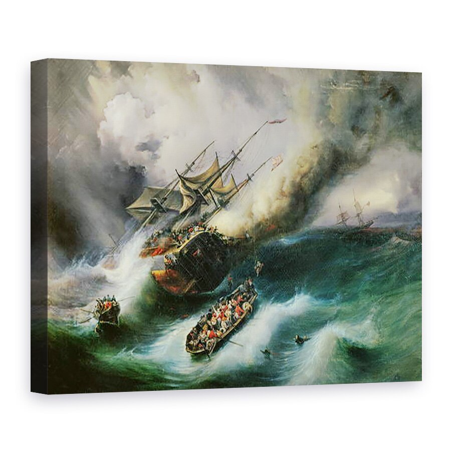 Tablou canvas - Jean Antoine Theodore Gudin - Studiu pentru arderea Kent in 1825, 50 x 70 cm