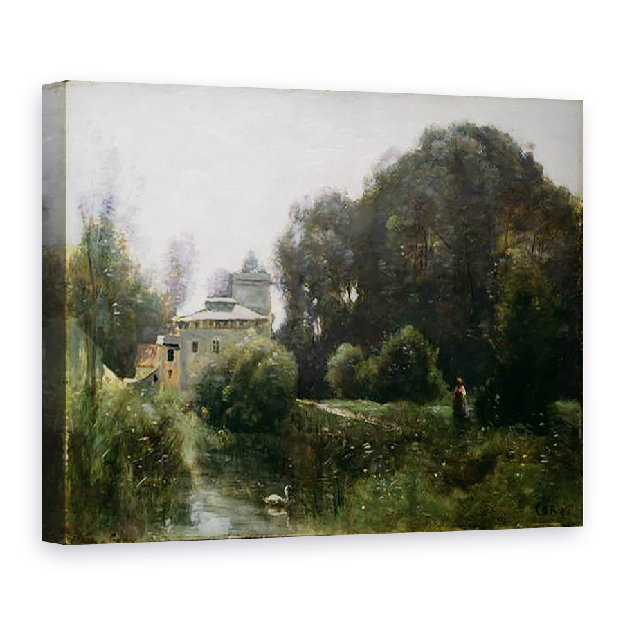 Tablou canvas - Jean Baptiste Camille Corot - Suvenir de la Villa Borghese, 60 x 80 cm