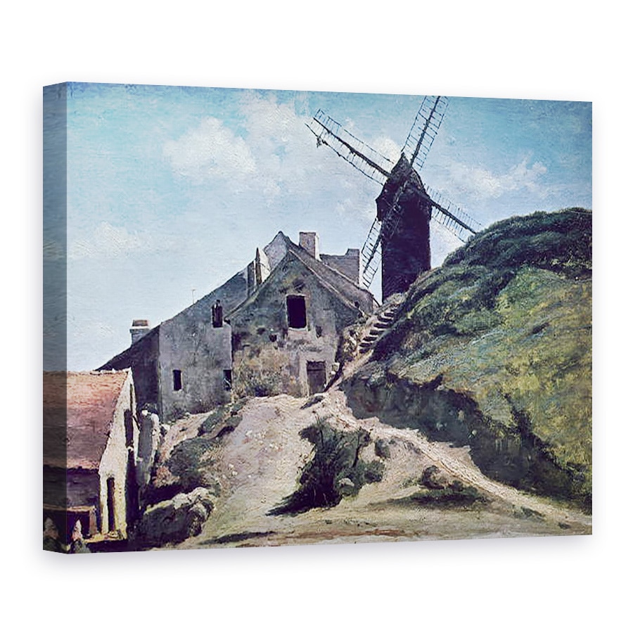 Tablou canvas - Jean Baptiste Camille Corot - O moara de vant la Montmartre, 60 x 80 cm