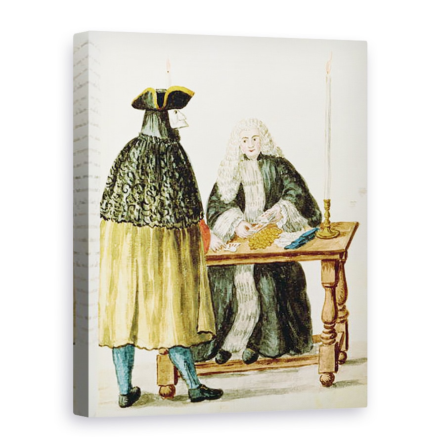 Tablou canvas - Jan van Grevenbroeck - Un magistrat de joc carti cu un om mascat, 75 x 100 cm