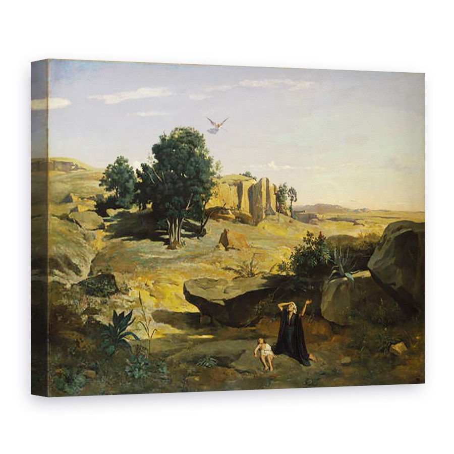 Tablou canvas - Jean Baptiste Camille Corot - Hagar in salbaticie, 50 x 70 cm