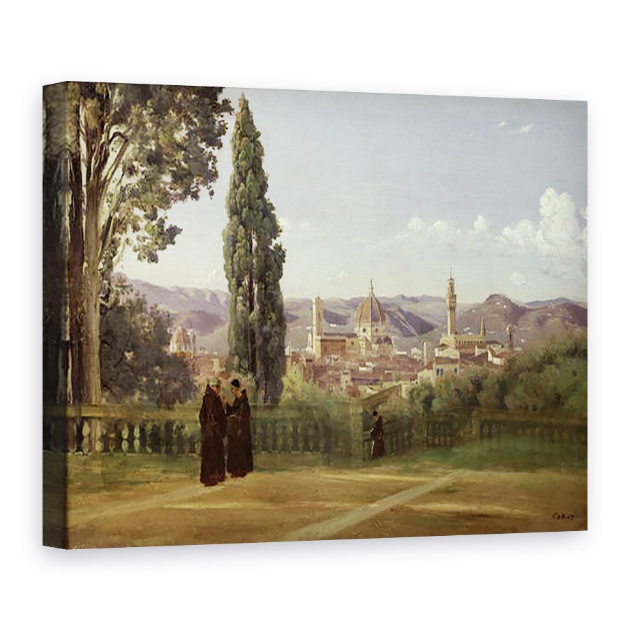 Tablou canvas - Jean Baptiste Camille Corot - Vedere spre Florenta din Gradina Boboli, 60 x 80 cm