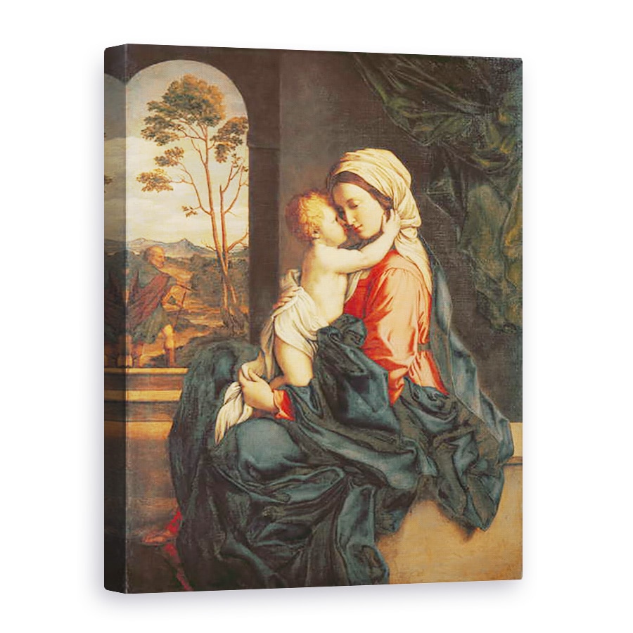 Tablou canvas - Il Sassoferrato - Fecioara si Pruncul imbratisand, 75 x 100 cm
