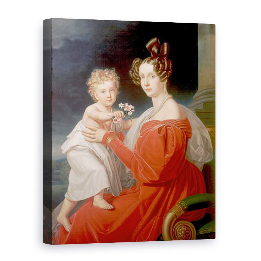 Tablou canvas - J. K. Stiegler - Arhiducesa Sofia de Austria 1805-72 impreuna cu fiul ei de doi ani Franz Joseph 1830-1916 mai tarziu imparatul Francisc Joseph I al Austriei, 75 x 100 cm