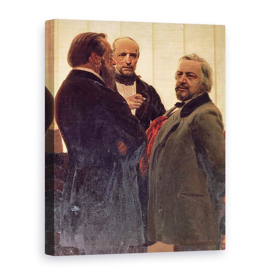 Tablou canvas - Ilya Efimovich Repin - Vladimir Odoevski 1803-69, Mily Balakirev 1837-1910 si Mihail Ivanovici Glinka 1804-57, 75 x 100 cm