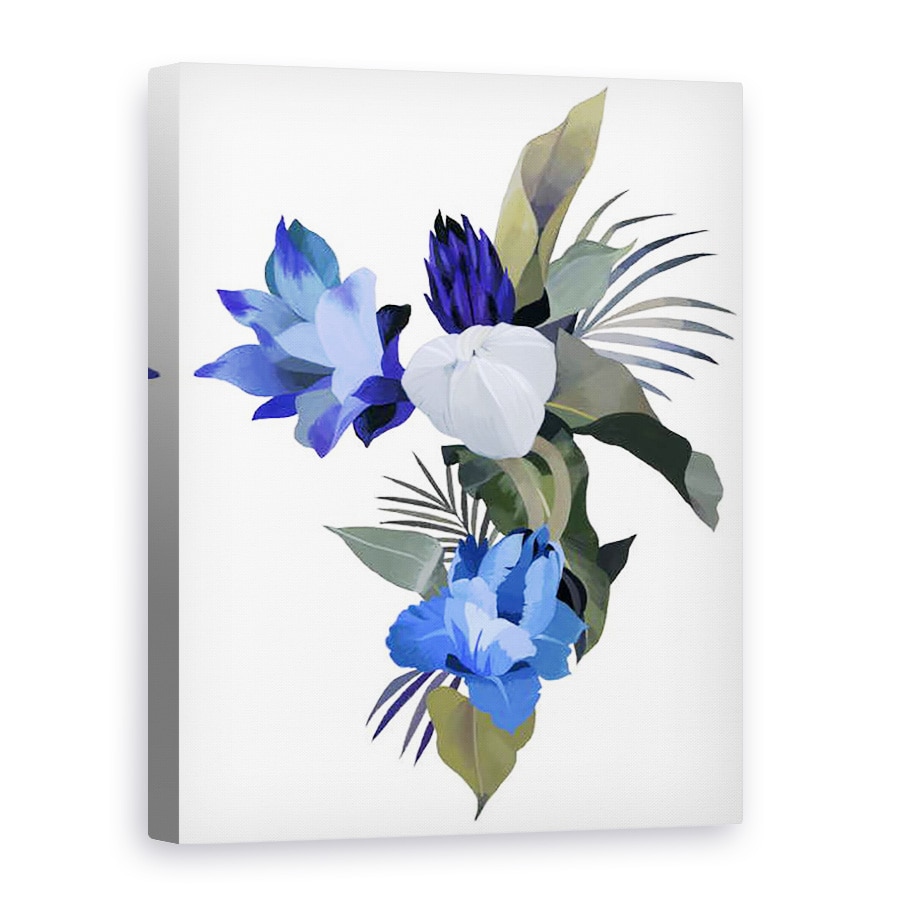 Tablou canvas - Hiroyuki Izutsu - Flori albe si flori albastru deschis, 75 x 100 cm