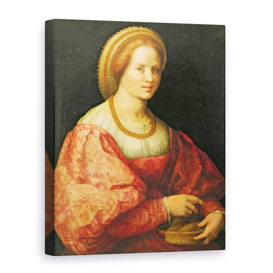 Tablou canvas - Jacopo Pontormo - Portretul unei femei Cu Un Cos De Fpindles, 75 x 100 cm