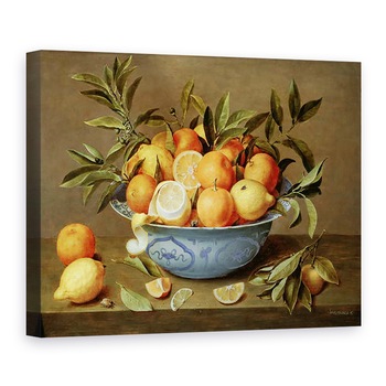 Tablou canvas - Jacob van Hulsdonck - Natura moarta cu portocale si lamai intr-un vas de portelan Wan-Li, 75 x 100 cm Tablou canvas - Jacob van Hulsdonck - Natura moarta cu portocale si lamai intr-un vas de portelan Wan-Li, 75 x 100 cm