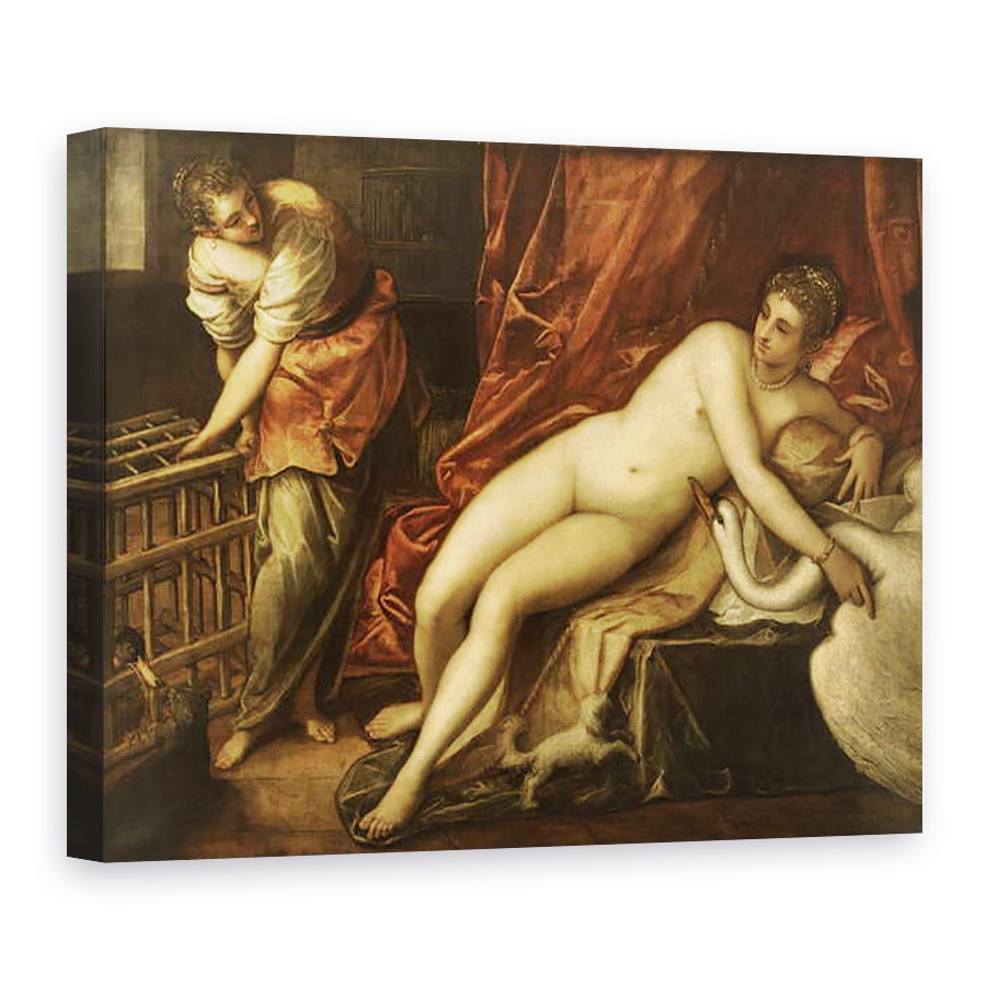 Tablou canvas - Jacopo Robusti Tintoretto - Leda si Lebada, 75 x 100 cm