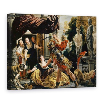 Tablou canvas - Jacob Jordaens - Ulise ameninta Circe, 75 x 100 cm Tablou canvas - Jacob Jordaens - Ulise ameninta Circe, 75 x 100 cm