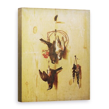 Tablou canvas - Melchior de Hondecoeter - Trompe-loeil cu aripi rosii si un teren, 75 x 100 cm Tablou canvas - Melchior de Hondecoeter - Trompe-loeil cu aripi rosii si un teren, 75 x 100 cm