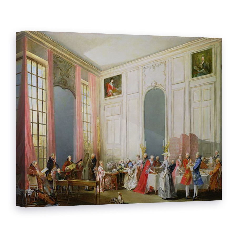 Tablou canvas - Michel Barthelemy Ollivier - Palais du Temple in Paris cu tanarul Mozart la Clavichord, 50 x 70 cm