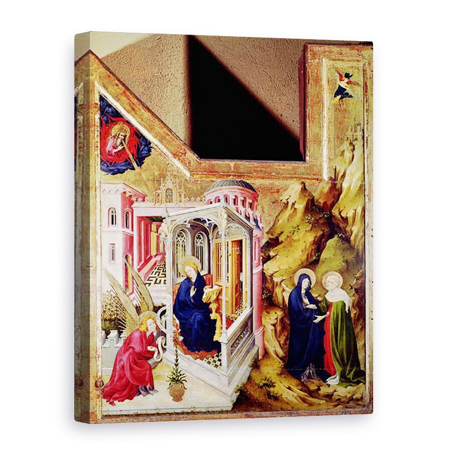 Tablou canvas - Melchior Broederlam - Altar al Chartreuse de Champmol, partea stanga reprezentand Buna Vestire si Vizita, 50 x 70 cm
