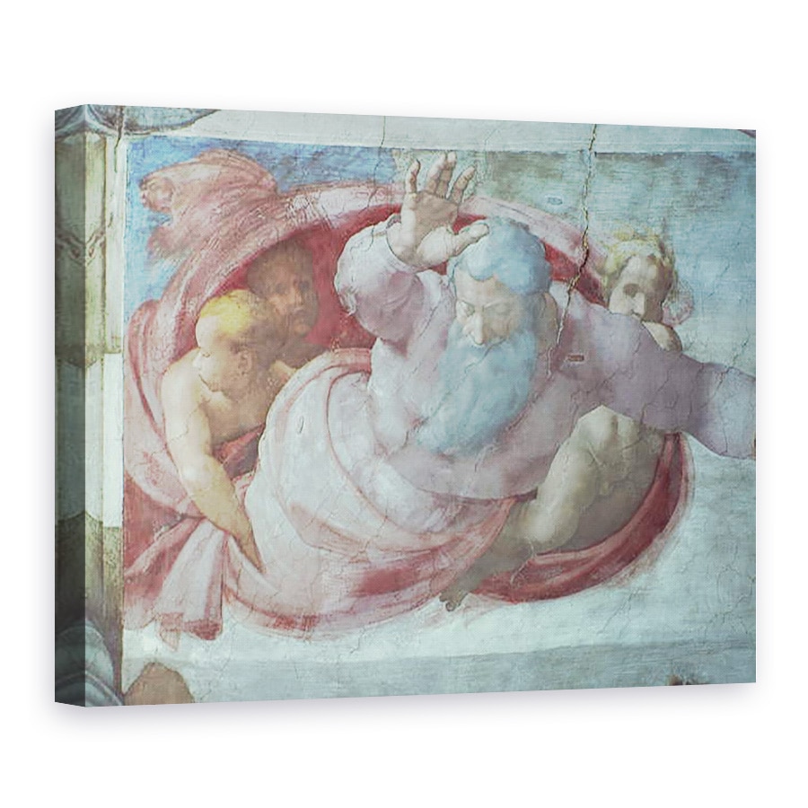 Tablou canvas - Michelangelo Buonarroti - Capela Sixtina, Dumnezeu impartind apele si pamantul pre restaurare, 75 x 100 cm