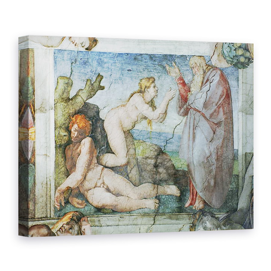 Tablou canvas - Michelangelo Buonarroti - Plafonul Capelei Sixtine, Crearea de Eve, cu patru Ignudi, 60 x 80 cm