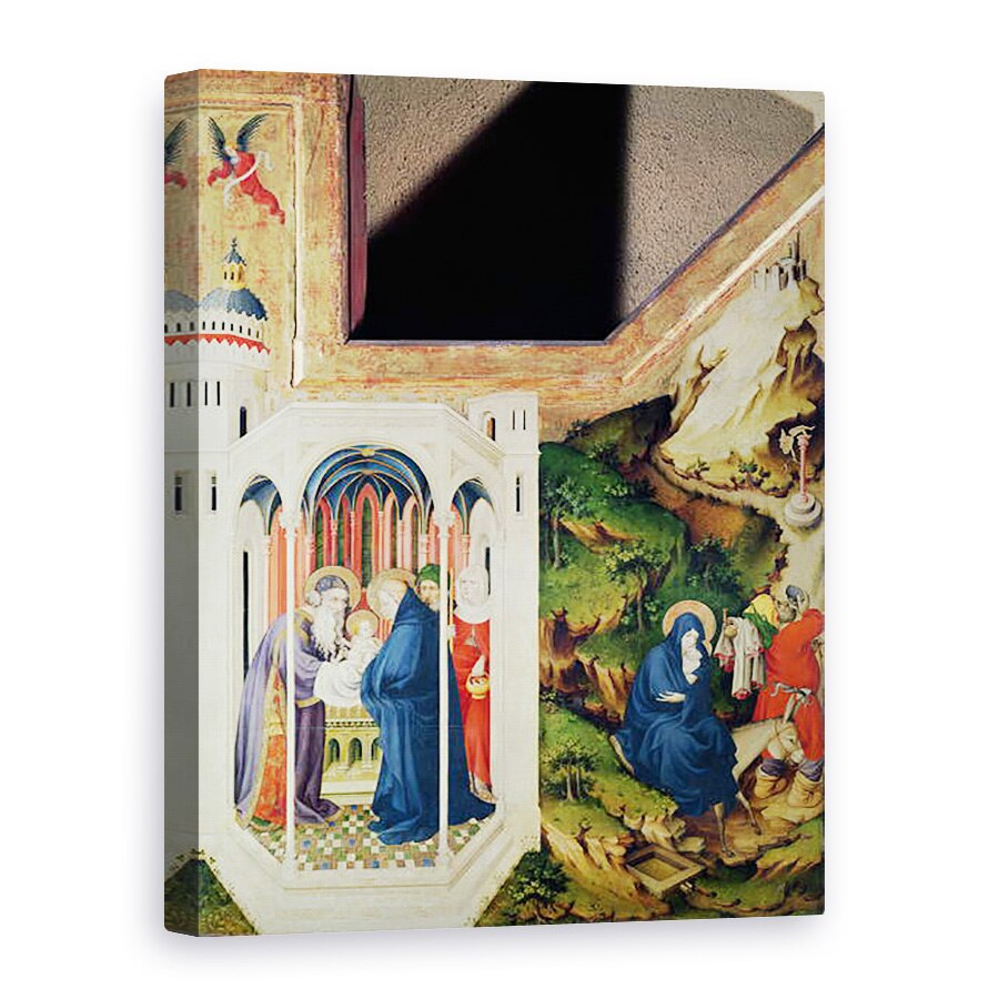 Tablou canvas - Melchior Broederlam - Altar al Chartreuse de Champmol, partea dreapta reprezentand Prezentarea in Templu si Zborul in Egipt, 60 x 80 cm