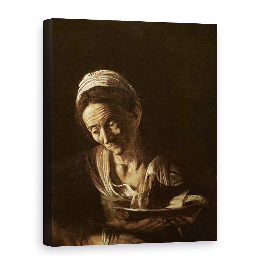 Tablou canvas - Michelangelo Merisi da Caravaggio - Detaliu al sotiei hangiului de la Cina de la Emmaus, 50 x 70 cm