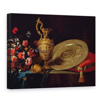 Tablou canvas - Michel Gobin - Natura moarta cu flori si placi, 60 x 80 cm Tablou canvas - Michel Gobin - Natura moarta cu flori si placi, 60 x 80 cm