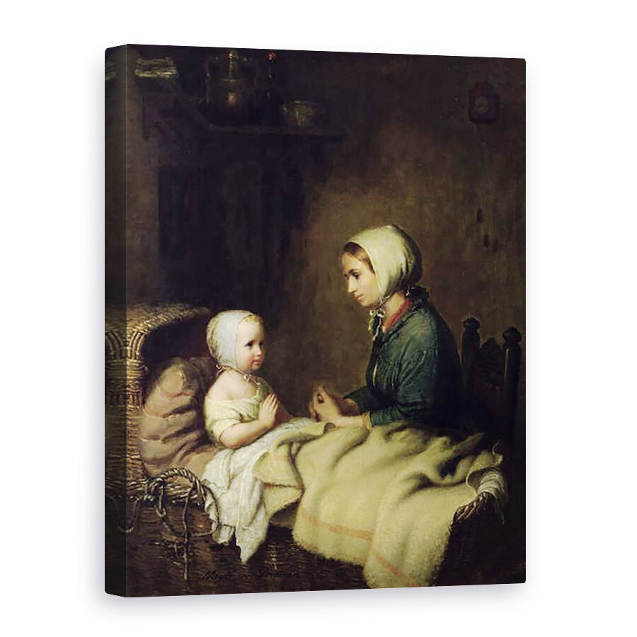 Tablou canvas - Meyer von Bremen - Fetita spunand rugaciunile ei in pat, 75 x 100 cm
