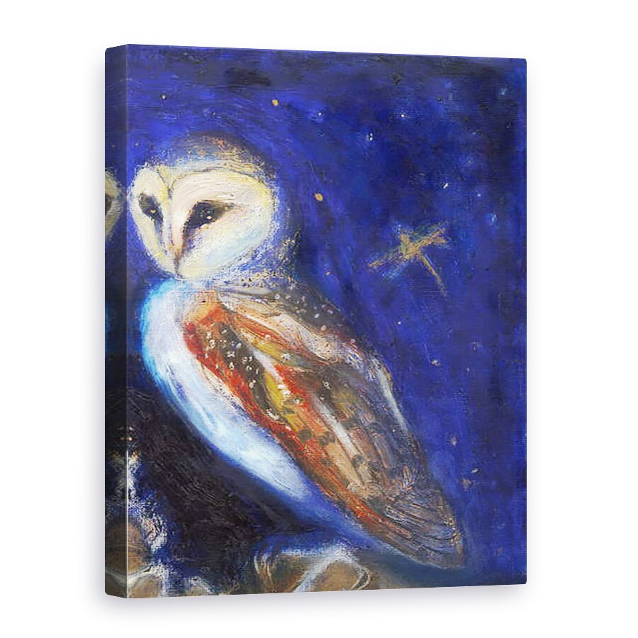 Tablou canvas - Nancy Moniz Charalambous - Bufnita si Dragonfly frunze de aur, 2013, 60 x 80 cm