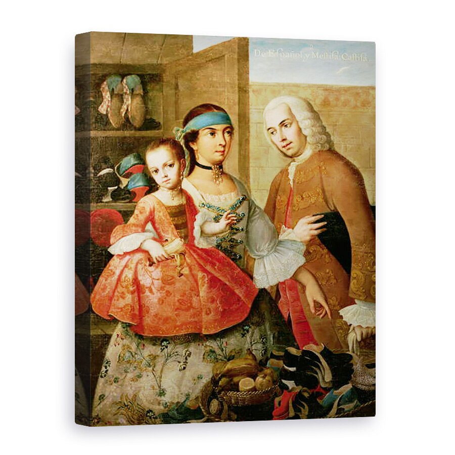 Tablou canvas - Miguel Cabrera - Un spaniol si sotia sa indiana mexicana si copilul lor, 50 x 70 cm