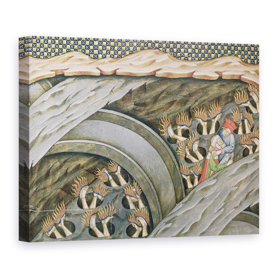 Tablou canvas - Master of the Vitae Imperatorum - Ms 2017 f.245 Infernul lui Dante cu un comentariu de Guiniforte delli Bargigi, 60 x 80 cm