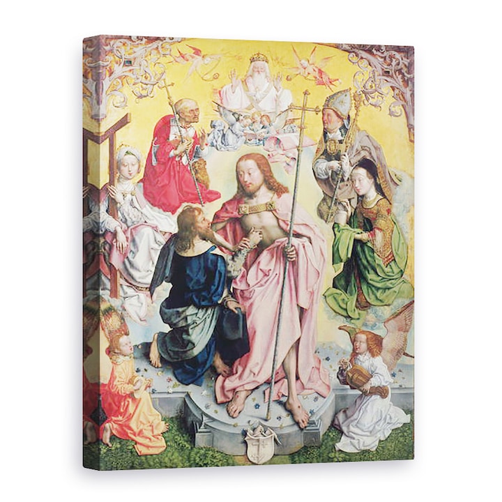 Master of St. Bartholemew - Központi panel a Szent Tamás oltárról, 1501, Krisztus és Szent Tamás, körülvéve Szent Heléna, Mária Magdaléna, Vászonkép, 50 x 70 cm