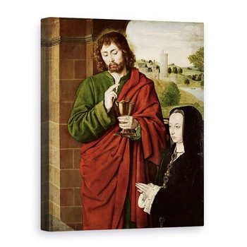 Tablou canvas - Master of Moulins - Anne a Frantei 1462-1522 Doamna de Beaujeu, Ducesa de Bourbon, prezentata de Sfantul Ioan Evanghelistul, aripa dreapta a unui triptic, 50 x 70 cm Tablou canvas - Master of Moulins - Anne a Frantei 1462-1522 Doamna de Beaujeu, Ducesa de Bourbon, prezentata de Sfantul Ioan Evanghelistul, aripa dreapta a unui triptic, 50 x 70 cm