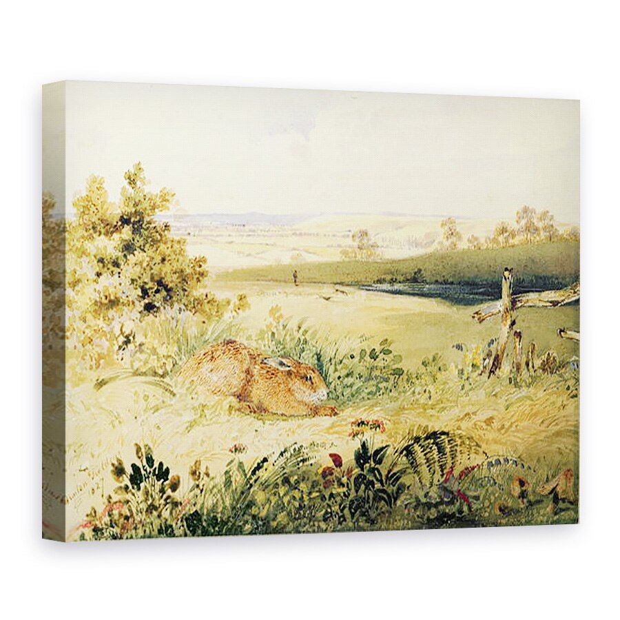 Tablou canvas - Newton Fielding - Iepurele intr-un peisaj, 75 x 100 cm