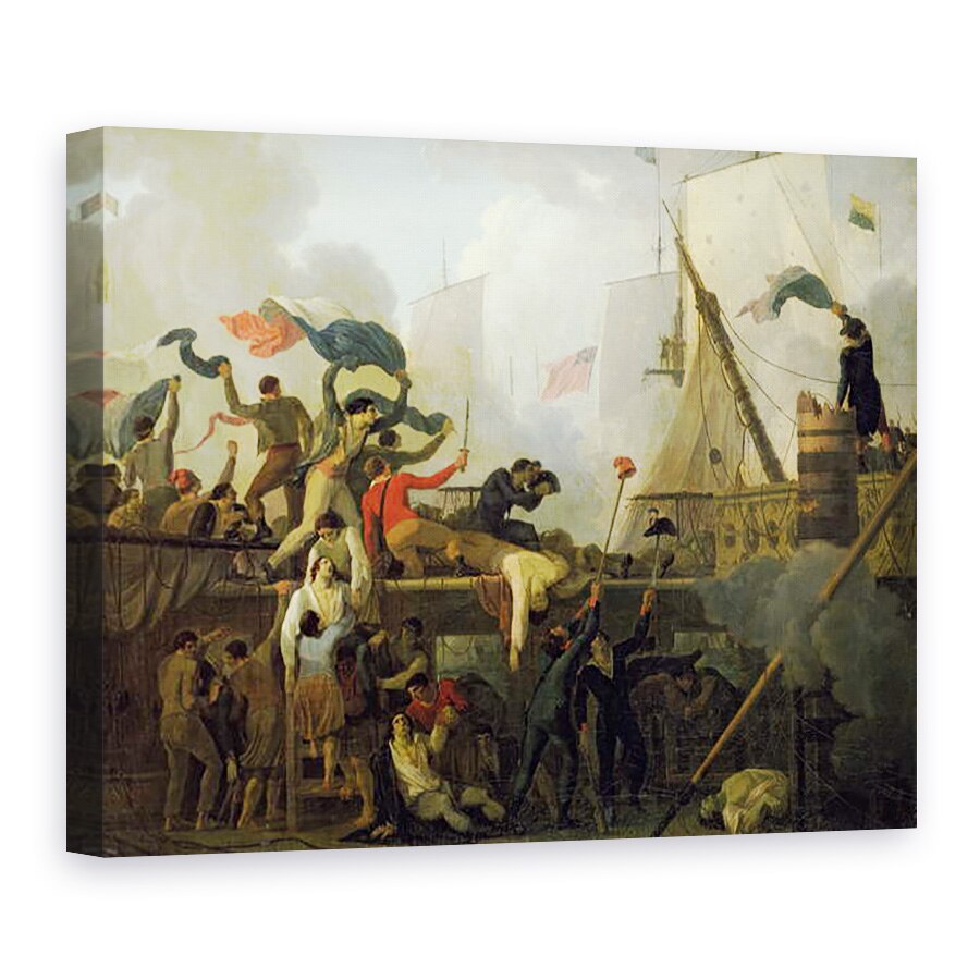 Tablou canvas - Nicolas Antoine Taunay - Eroismul echipajului Le Vengeur du Peuple in batalia de la Ouessant, 75 x 100 cm