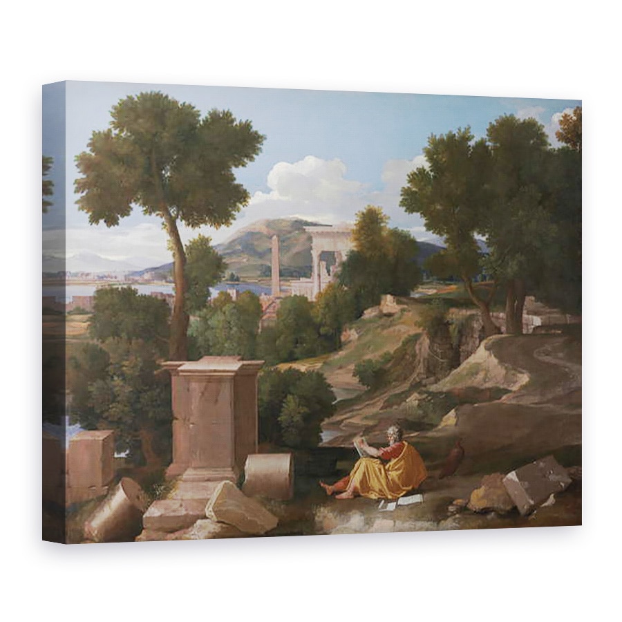 Tablou canvas - Nicolas Poussin - Peisaj cu Sfantul Ioan pe Patmos, 75 x 100 cm