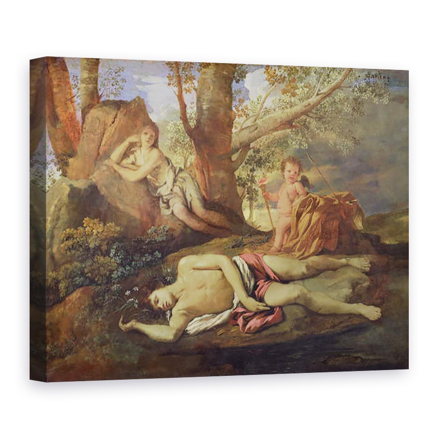 Tablou canvas - Nicolas Poussin - Echo si Narcis, 75 x 100 cm
