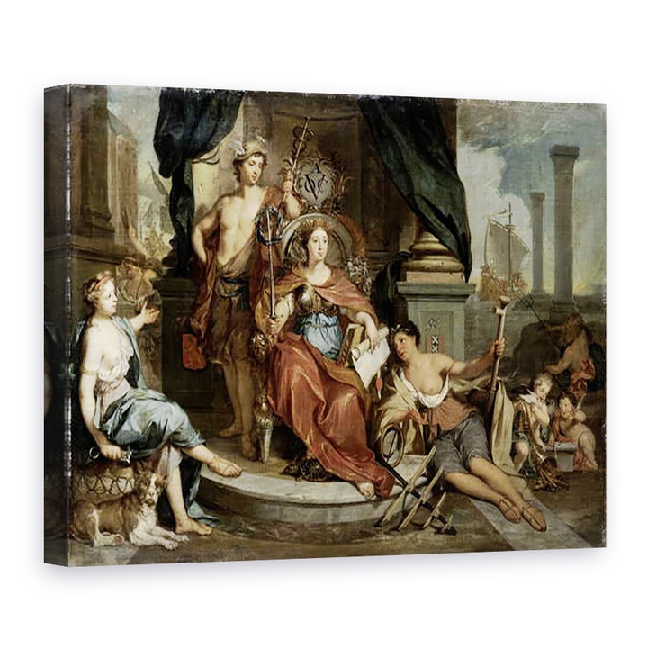 Tablou canvas - Nicolaes Verkolje - Apoteoza Companiei Olandeze a Indiilor de Est Alegorie a Camerei de Comert din Amsterdam a COV, 50 x 70 cm