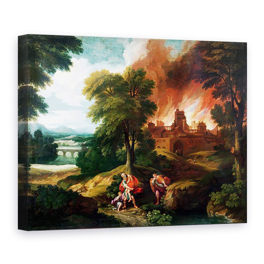 Tablou canvas - Nicolas Poussin - Arderea Troiei, 60 x 80 cm